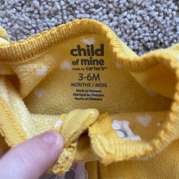 Child of mine 3-6 mo yellow & polkadot long sleeve footsie - Picture 3 of 5